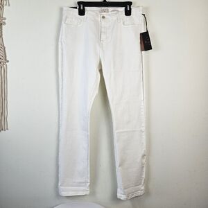 JEN7 by 7 for all Mankind Straight Crop & Roll Jeans Size 14 White NWT